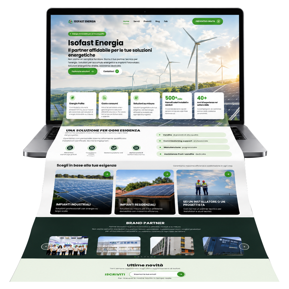 Isofast Energia website shown on a laptop