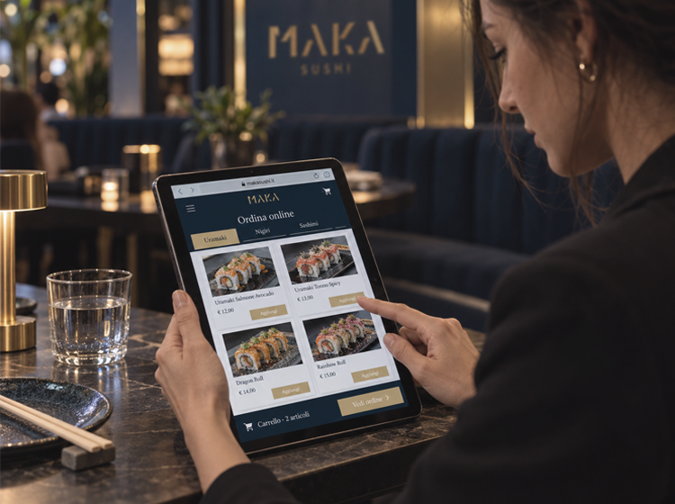 MAKA online ordering menu on a tablet