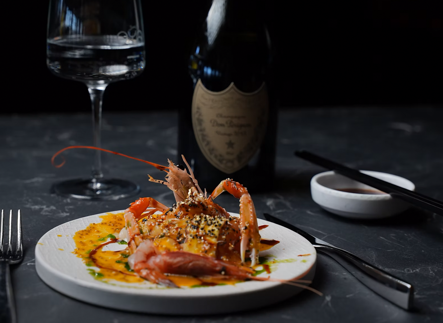 OYA plated dish and wine photography
