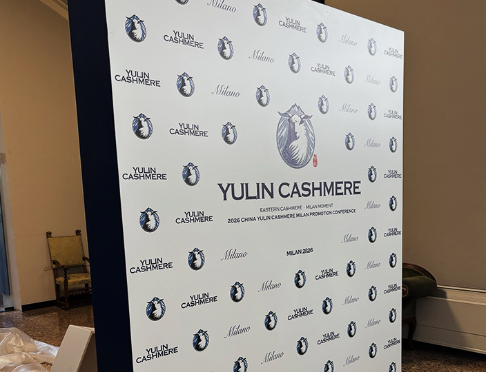 Yulin Cashmere branded photo backdrop